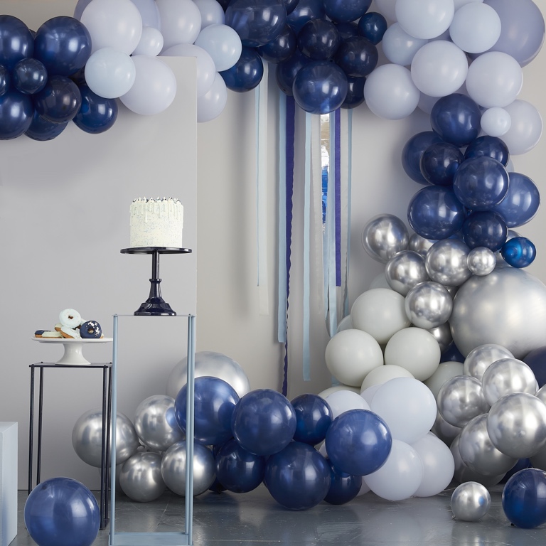 Luxe Balloon Arch Kit - Silver, Navy & Blue (200pcs)