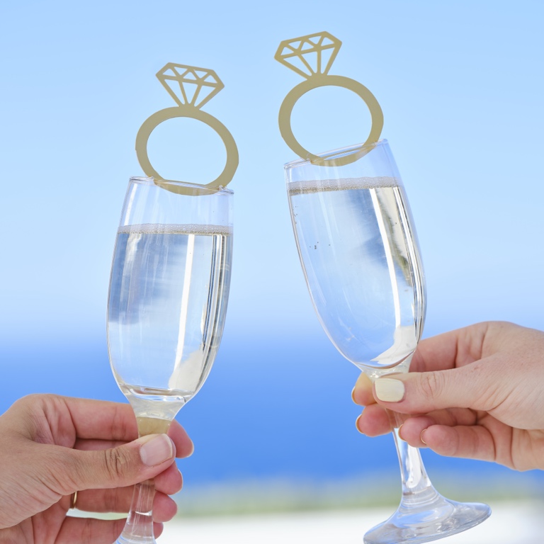 Party Drink Topper - Engagement Ring - Gold(6pcs)