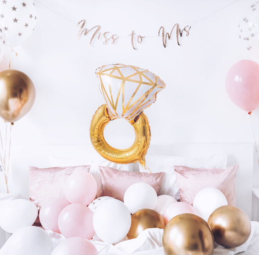 Fóliový balón - Prsteň - Ružová & Zlatá