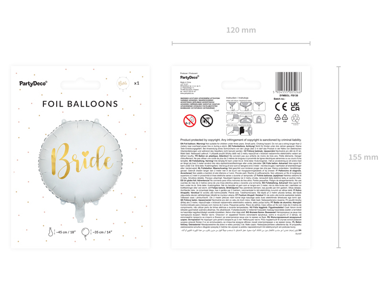 Fóliový balón - Bride To Be - Zlatá (45cm)