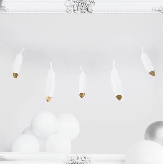 Garland - Feathers - White & Gold (1.6m)