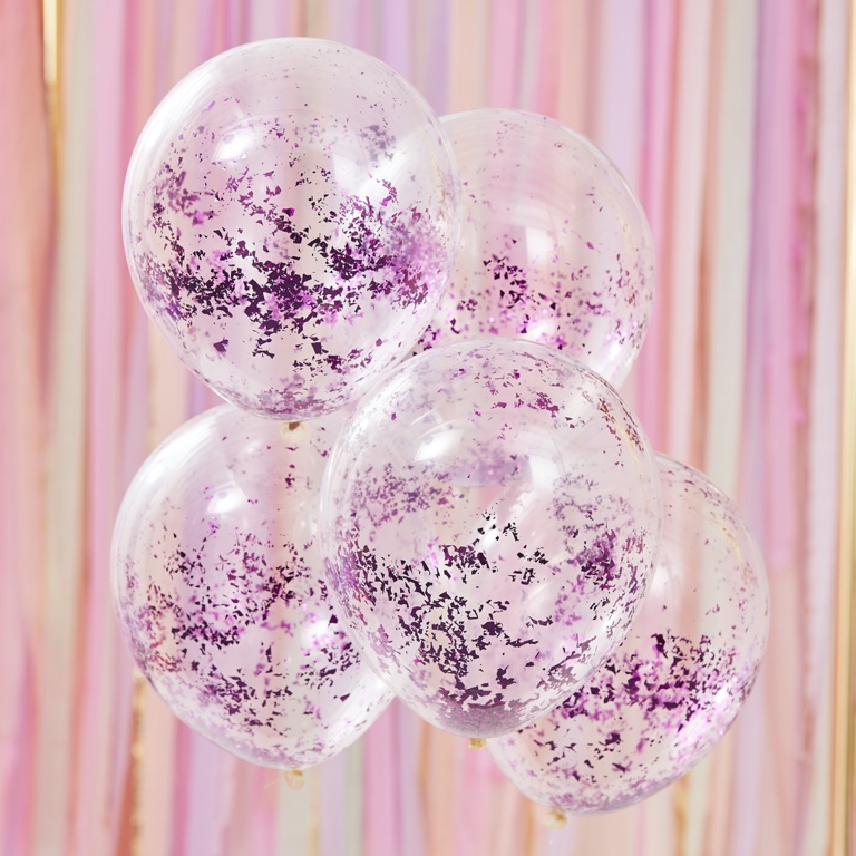 Konfetové Balóny - 30 cm - Fialová (5ks) - Kliknutím na obrázok zatvorte -
