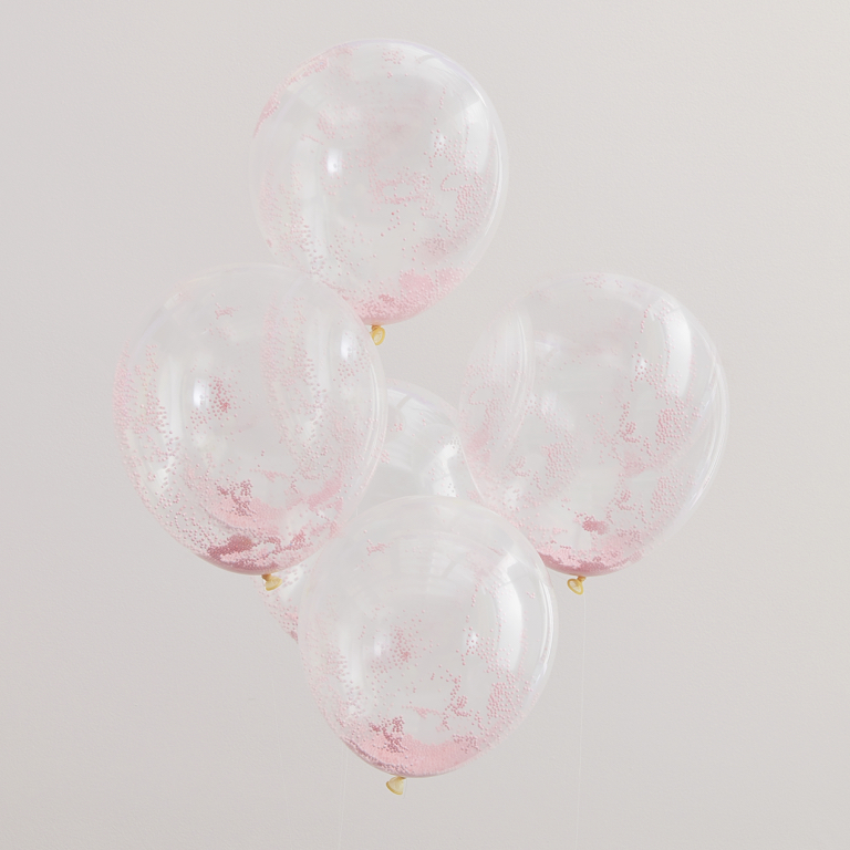 Korálkové Konfetové Balóny - Pastelovo Ružová (5ks) - Kliknutím na obrázok zatvorte -