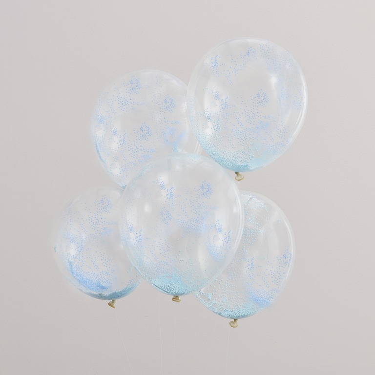 Korálkové Konfetové Balóny - Pastelovo Modrá (5ks) - Kliknutím na obrázok zatvorte -
