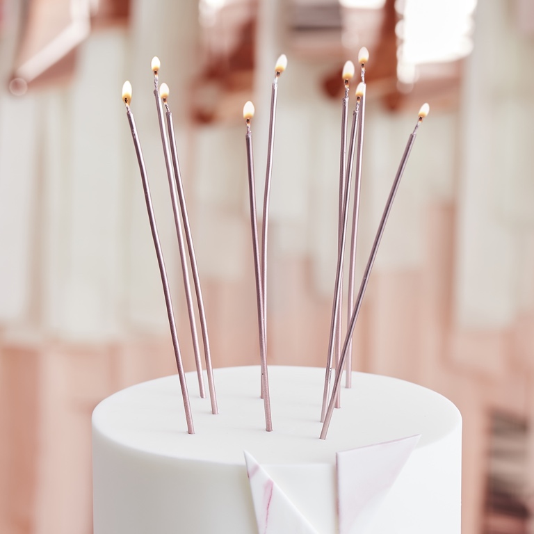 Tall Cake Candles - Rose Gold (12pcs)