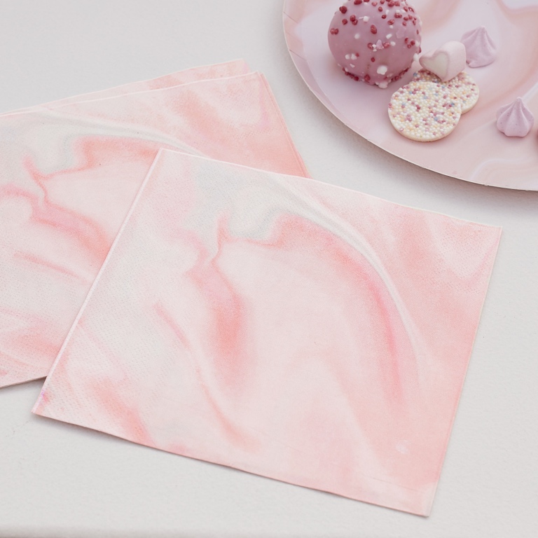 Print Paper Napkins - Pink Marble (16pcs)