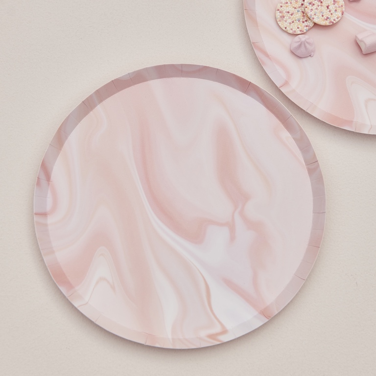 Print Paper Plates - Pink Marble (8pcs)