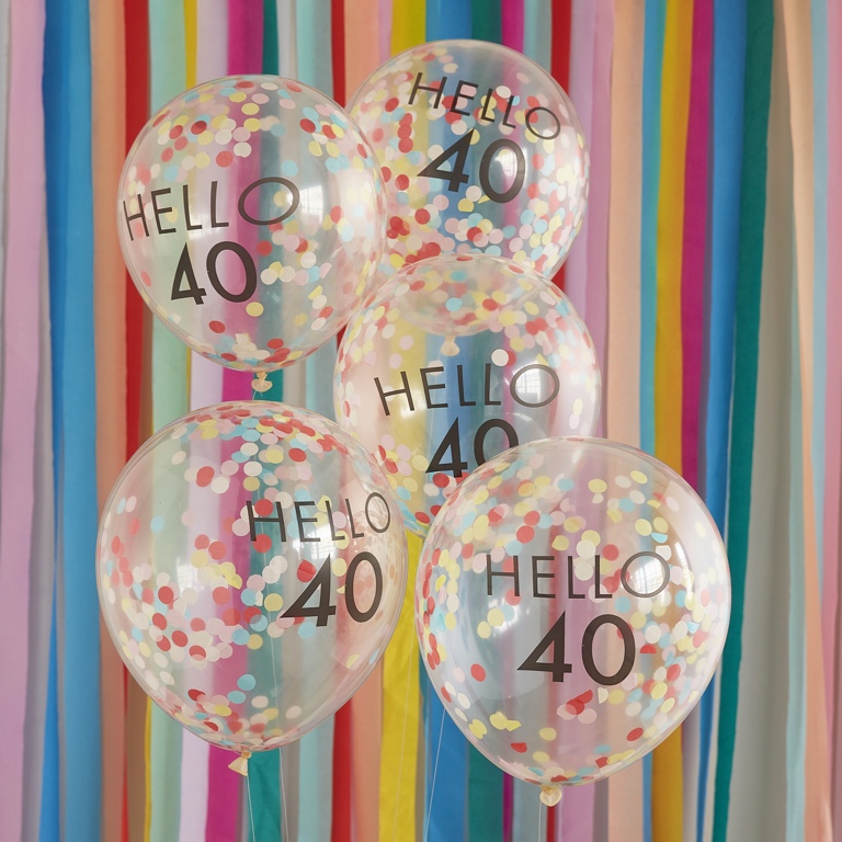 Konfetové Eko Balóny - Hello 40 - Dúhová (5ks)