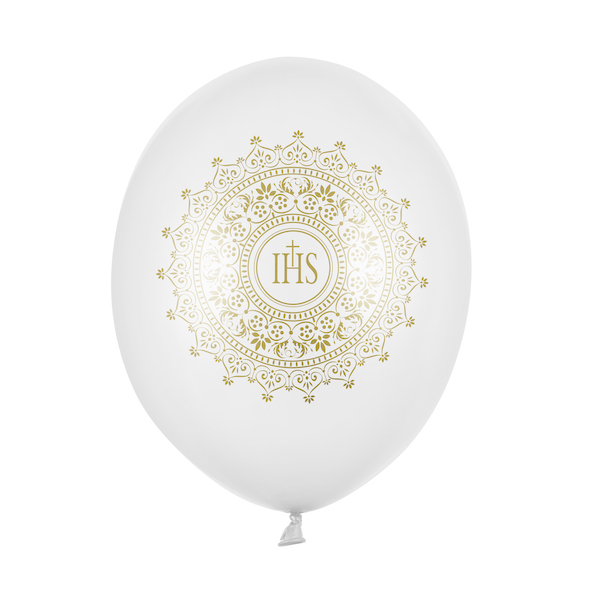 Balóny - IHS - Biela & Zlatá (6ks) - Kliknutím na obrázok zatvorte -