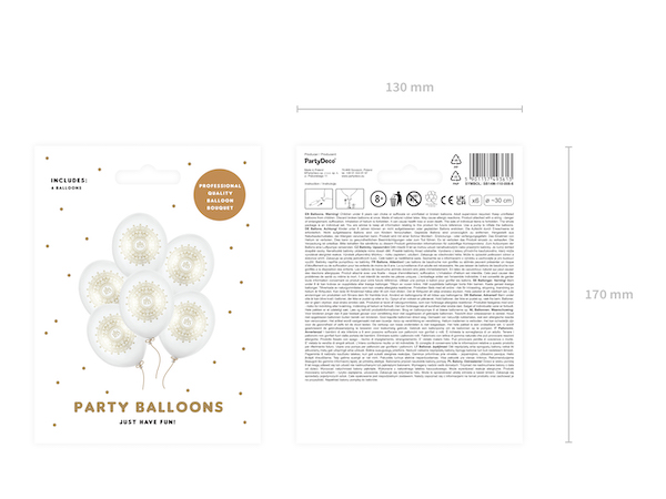 Balóny - IHS - Biela & Zlatá (6ks)