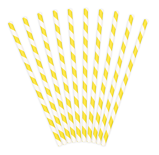 Papierové Slamky - Prúžky - Žltá (10ks) - Kliknutím na obrázok zatvorte -
