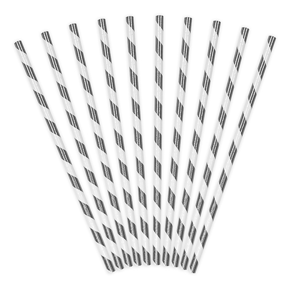 Paper Straws - Strips - Silver (10pcs)