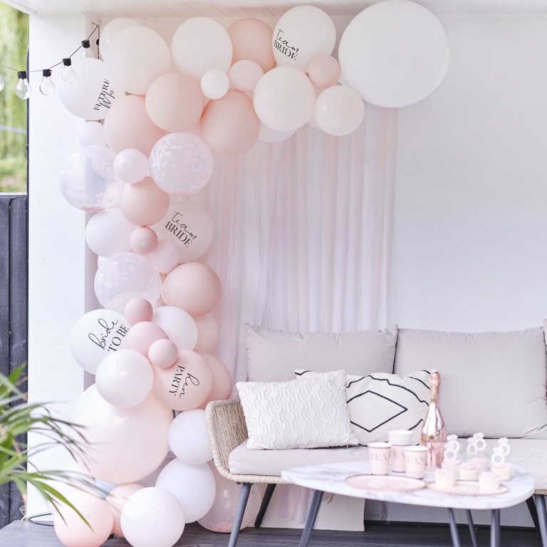 Balloon Arch - White, Pink & Confetti (55pcs)