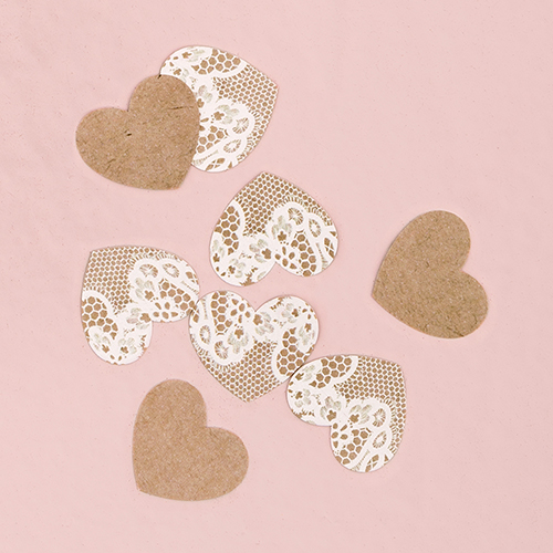 Kraft Paper With Lace Heart Confetti (150pcs)
