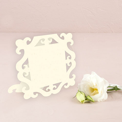 Square Baroque Frame Folded Place Card - Small - Ivory (12pcs)