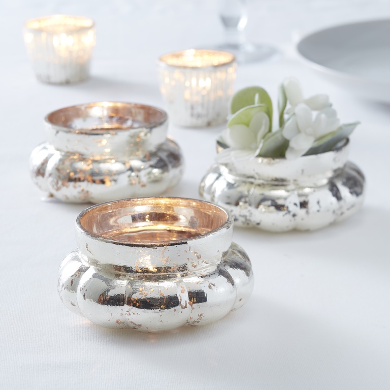 Large Frosted Tealight Holder - Silver