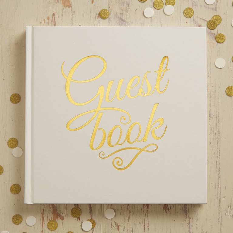 Foiled Wedding Guest Book - Ivory & Gold - Metallic Perfection