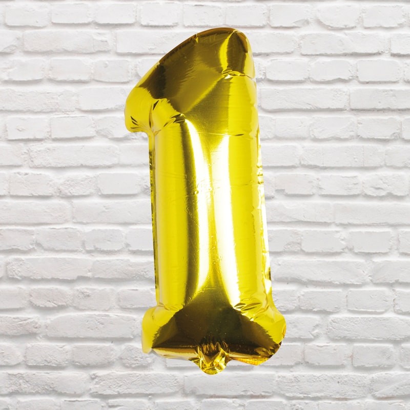 Foliový Balón - 1 - Zlatá (40cm) - Kliknutím na obrázok zatvorte -