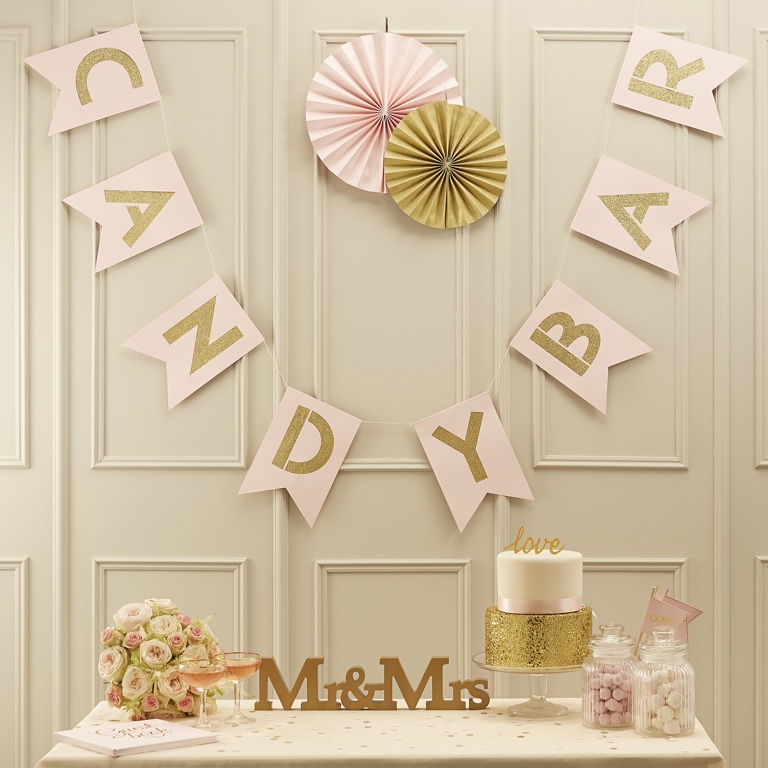 Candy Bar Bunting - Gold & Pink