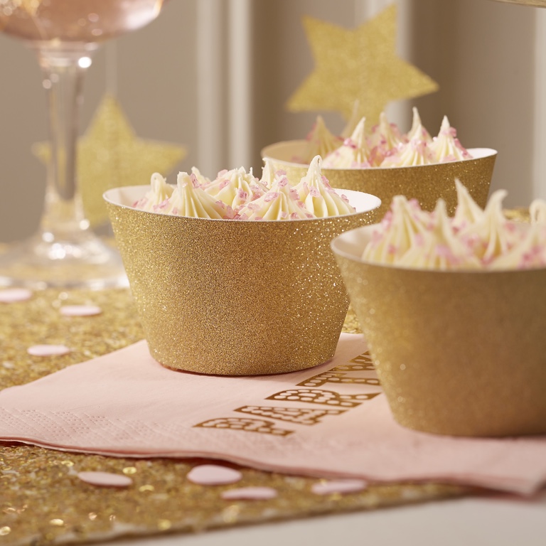 Cupcake Wraps - Gold Glitter (10pcs)