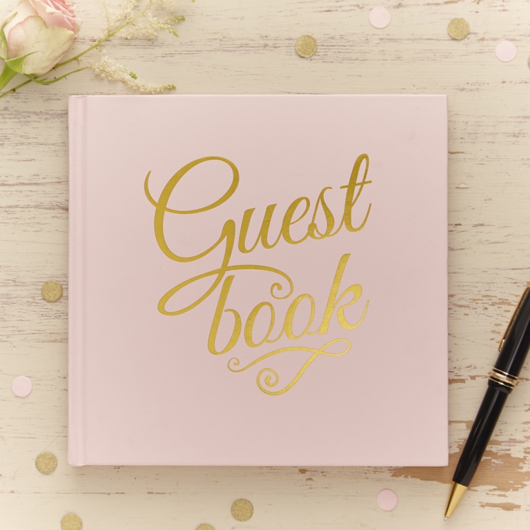 Gold Foiled Guest Book - Gold & Pink