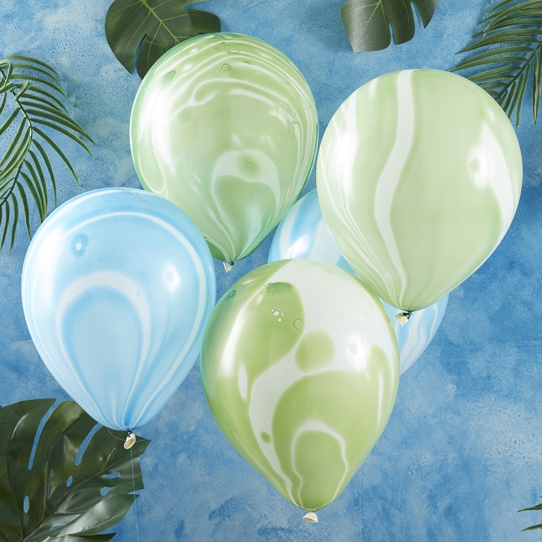 Mramorové Balóny - Modrá & Zelená - 30 cm (10ks) - Kliknutím na obrázok zatvorte -