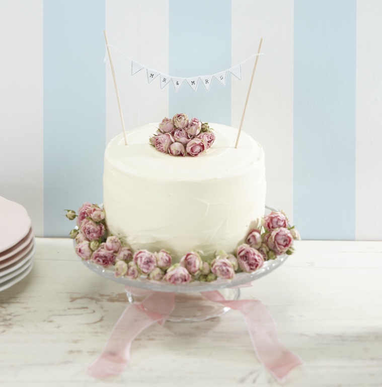 Mr And Mrs Wedding Cake Bunting - White